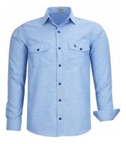 Camisa Social Amil Masculina 2 Bolsos Fácil De Passar 1852