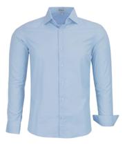 Camisa Social Amil Masculina Manga Longa Slim Liso Passa Fácil 1783
