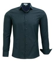 Camisa Social Amil Masculina Manga Longa Slim Liso Passa Fácil 1783 Camisa Social Amil Masculina Manga Longa Slim Liso Passa Fácil 1783