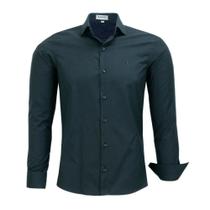 Camisa Social Amil Masculina Manga Longa Slim Sem Bolso 100% Algodão 1796