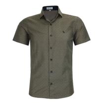 Camisa Social Amil Masculina Slim Manga Curta Sem Bolso Estampada Elegante 1849