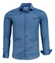 Camisa Social Amil Masculina Slim Manga Longa Elastano 1811