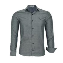 Camisa Social Amil Masculina Slim Manga Longa Estampada Sem Bolso 1828