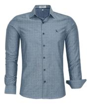 Camisa Social Amil Masculina Slim Manga Longa Pigmentada Passa Fácil 1828