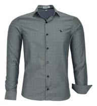 Camisa Social Amil Masculina Slim Manga Longa Pigmentada Passa Fácil 1828