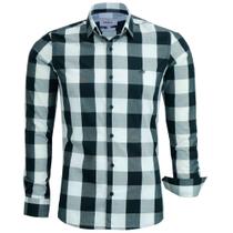 Camisa Social Amil Masculina Xadrez Manga Longa Slim Sem Bolso 100 Algodão 1899