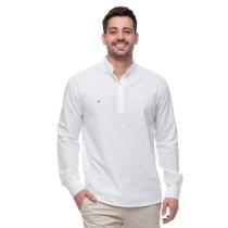 Camisa Social Bata Masculina Gola Padre Moderna Linho Casual Branco M Camisa Social Bata Masculina Gola Padre Moderna Linho Casual Branco M