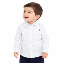 Camisa Social Bebês Meninos Branca Tricoline Flamê Milon Tamanho:G (6-9 meses)