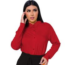 Camisa Social Blusa Feminina Lisa Camisete Casual Manga Longa