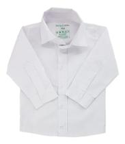 Camisa Social Botão Bebê 100% Percal 200 Fios Menino Branco Tamanho M
