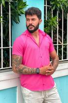 Camisa Social Botão Divertida Unissex Bela Pink