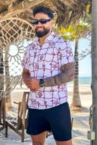 Camisa Social Botão Divertida Unissex Conchas Camisa Social Botão Divertida Unissex Conchas