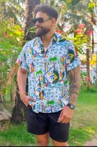 Camisa Social Botão Divertida Unissex Meu Brasil Camisa Social Botão Divertida Unissex Meu Brasil