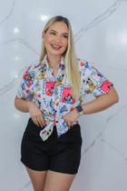 Camisa Social Botão Divertida Unissex Mickey Formas