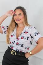 Camisa Social Botão Divertida Unissex Minnie e Mickey Love