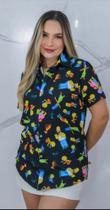 Camisa Social Botão Divertida Unissex Os Simpson