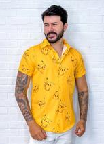 Camisa Social Botão Divertida Unissex Pikachu