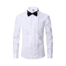 Camisa Social Branca Clássica Masculina Com Gola Abaixada E Gravata Borboleta Preta Para Terno