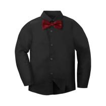 Camisa Social Branca De Manga Longa Para Meninos Com Gravata Borboleta Uniforme Escolar Presente