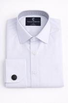 Camisa Social Branca de Punho Duplo para Abotoaduras T&C 100% Algodão Fustão - Elegância e Conforto