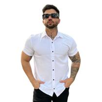 Camisa Social Branca Lisa Masculina Manga Curta Slim Fit - Volgue