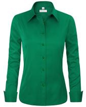 Camisa social com botões siliteelon para mulheres verde pequena