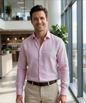 Camisa Social de Linho Slim Fit Premium Arrow _Rosa Camisa Social de Linho Slim Fit Premium Arrow _Rosa