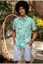 Camisa Social Despojada Manga Curta Floral Estampada Masculino Ad 20523 Camisa Social Despojada Manga Curta Floral Estampada Masculino Ad 20523