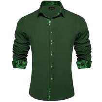 Camisa social DiBangu, manga comprida, casual, com botões, verde oliva