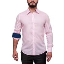 Camisa Social em Algodão e Microfibra Slim Fit Rosa BB