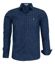 Camisa Social Estampada Manga Longa Amil Comfort Não Amassa 1807