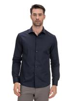 Camisa Social Executive Fio 60 Cetim Slim Fit Arrow - Azul Marinho