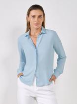 Camisa Social Feminina Azul Claro Luma Principessa Bernadette Modas