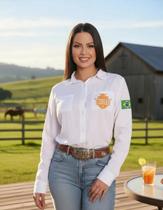 Camisa social Feminina Branca de Alfaiataria Manga Longa Com Bolsos Personalizada Moda Country Feminina Camisete de Botão Camisa social Feminina Branca de Alfaiataria Manga Longa Com Bolsos Personalizada Moda Country Feminina Camisete de Botão