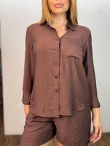 Camisa Social Feminina com Bolso Exclusiva