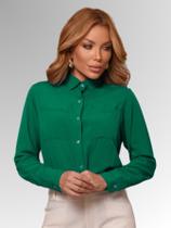 Camisa Social Feminina Com Dois Bolsos Gola Colarinho Moda Casual Feminina Camisa Social Feminina Com Dois Bolsos Gola Colarinho Moda Casual Feminina