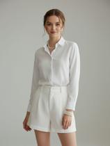 Camisa Social Feminina com Linha de Pérolas Premium Blusa de Luxo Manga Longa Elegante com Aplicações de Pérolas Peito