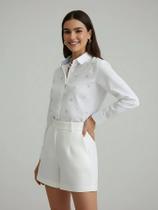 Camisa Social Feminina com Strass Furta-cor Premium Blusa de Luxo Manga Longa Elegante Chuva de Flor de Strass