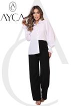 Camisa Social Feminina Duna Bege Manga Princesa Tendencia