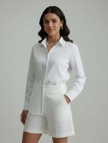 Camisa Social Feminina Linha de Strass Premium com Strass na Gola e Peito Blusa de Luxo Manga Longa Elegante