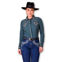 Camisa Social Feminina Manga Longa Bordada Brilho Strass Camisa Social Feminina Manga Longa Bordada Brilho Strass