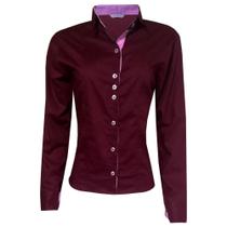 Camisa Social Feminina Manga Longa Bordô