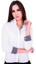 Camisa Social Feminina Manga Longa Camisete Slim Branca GG Camisa Social Feminina Manga Longa Camisete Slim Branca GG