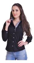 Camisa Social Feminina Manga Longa Camisete Slim Preto 1 M Camisa Social Feminina Manga Longa Camisete Slim Preto 1 M
