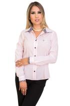 Camisa Social Feminina Manga Longa Camisete Slim Rosa P