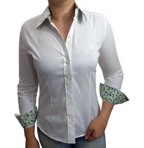 Camisa Social Feminina Manga Longa Lady Tie Branca