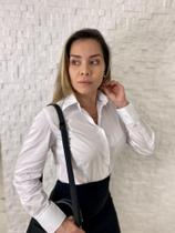 Camisa social feminina manga longa slim básica branca