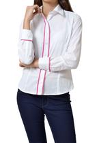 Camisa Social Feminina Manga Longa Slim Branca detalhe Camisa Social Feminina Manga Longa Slim Branca detalhe