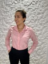 Camisa social feminina manga longa slim flamê coral