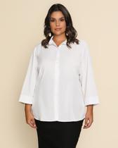 Camisa social feminina plus size manga 3/4 de botões básica elegante uniforme